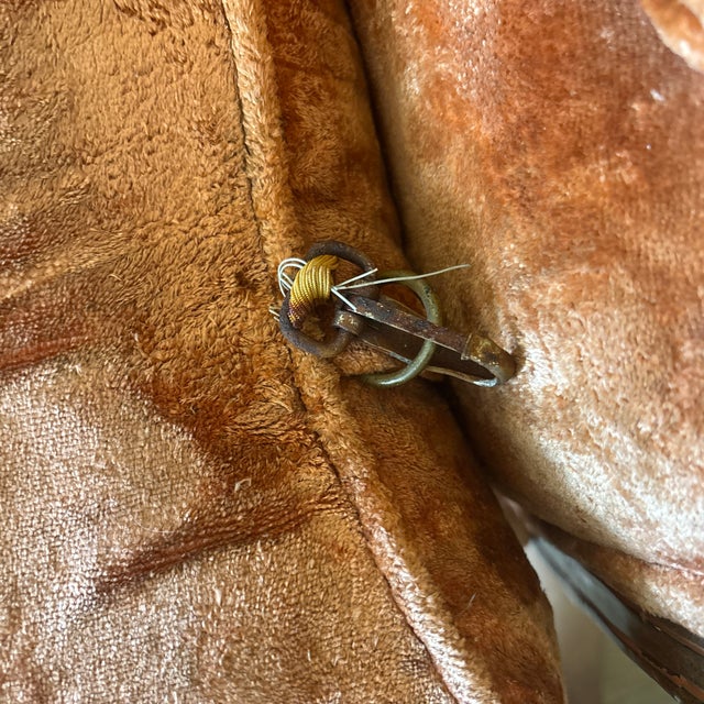 Vintage French Provincial Sofa in Rich Copper Crushed Velvet With Carved Wood Details and Cabriole Legs. Elegant, Warm, and Timeless. For Sale In Philadelphia - Image 6 of 12