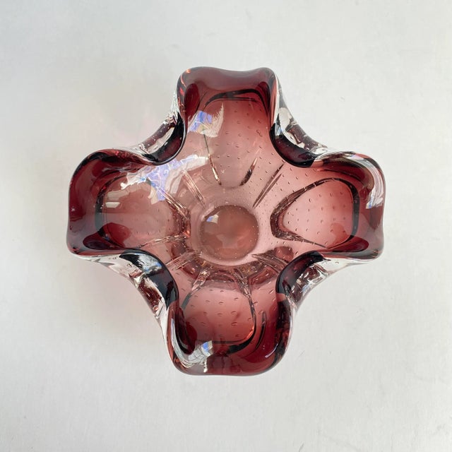 Hollywood Regency 1960s Purple Art Glass Bowl Bullicante Dish Chalet Lorraine For Sale - Image 9 of 10