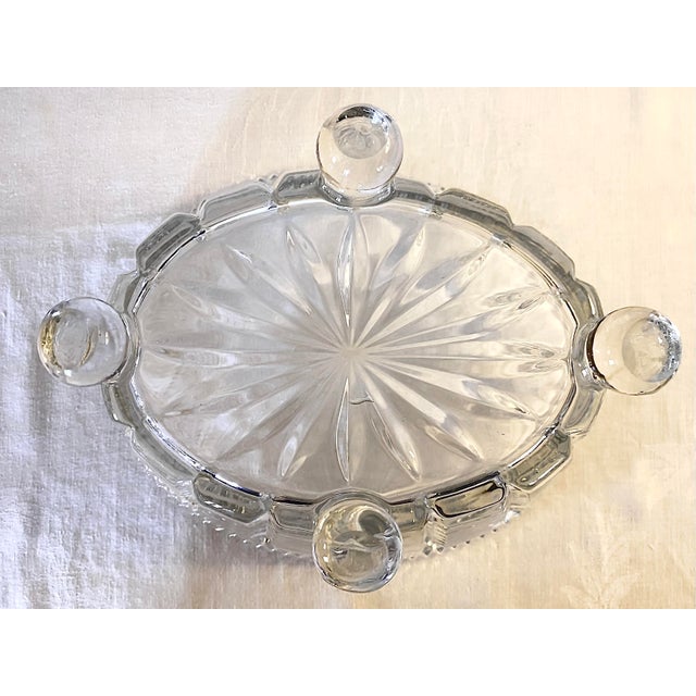 Vintage Oval Pressed Glass Footed Bowl For Sale - Image 4 of 5