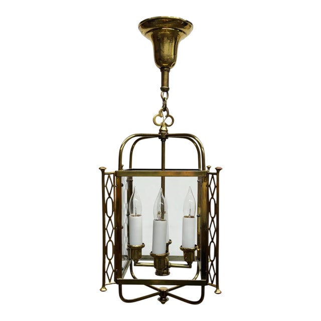 Vintage Brass Four Light Lantern For Sale