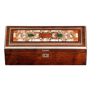Magnificent Antique Grand Tour Inlaid Specimen Stone Pietra Dura Box Home Decor For Sale