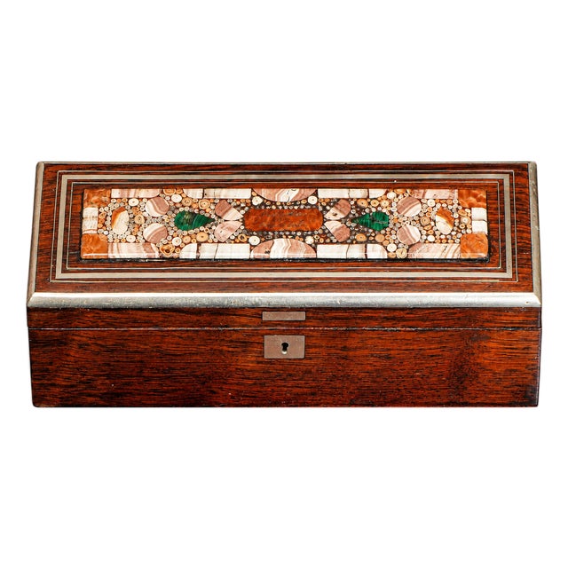 Magnificent Antique Grand Tour Inlaid Specimen Stone Pietra Dura Box Home Decor For Sale