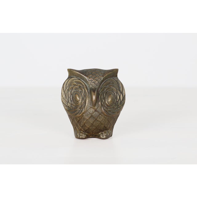1960's solid brass owl figurine by Leonard Silver Mfg. Co. This piece is heavy in hand and features a mid-century...