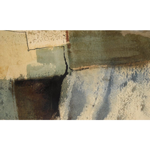 Mid 20th Century Patchwork Abstracted Landscape Mixed-Media Drawing, Framed For Sale - Image 9 of 11