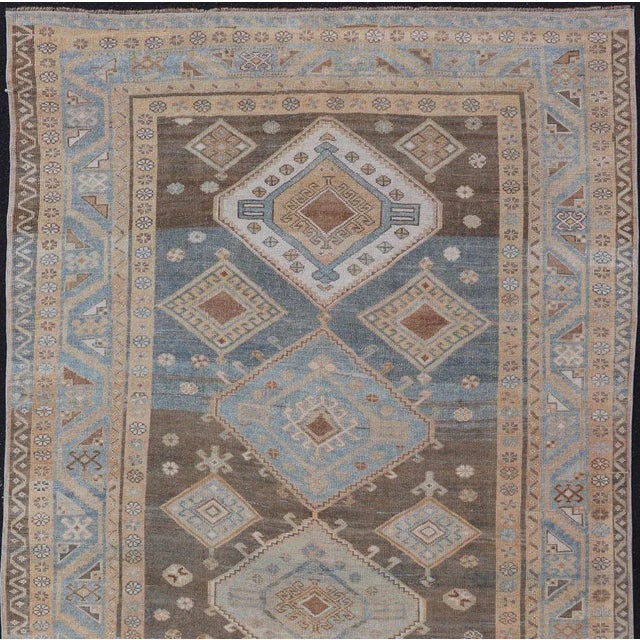 Antique Persian Kurdish Rug with All-Over Geometrics by Keivan Woven Arts. Measures: 5'4 x 10'5 Softly colored antique...