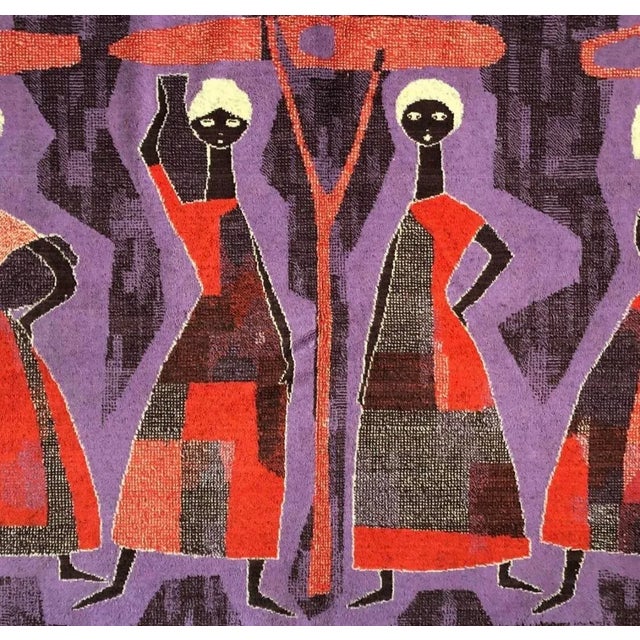 1960s 60s Vintage Mid-Century Modern Huge Mural Size Cubist Textile Fiber Art Wall Hanging Women For Sale - Image 5 of 7