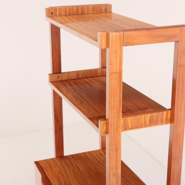 A Sapele Wood Fall-Front Desk and Bookshelf, C. 1950. For Sale - Image 4 of 5