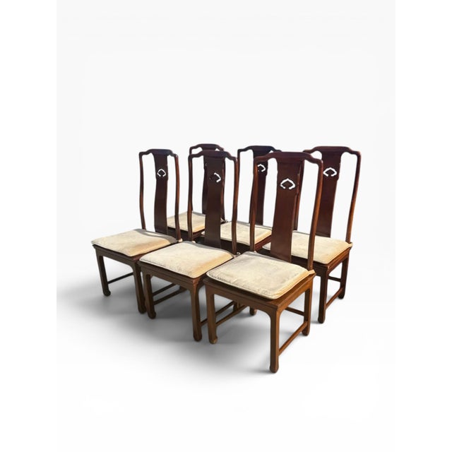 Brown Set of Six Henredon Ming Style Dining Chairs, Mid-1980s For Sale - Image 8 of 18
