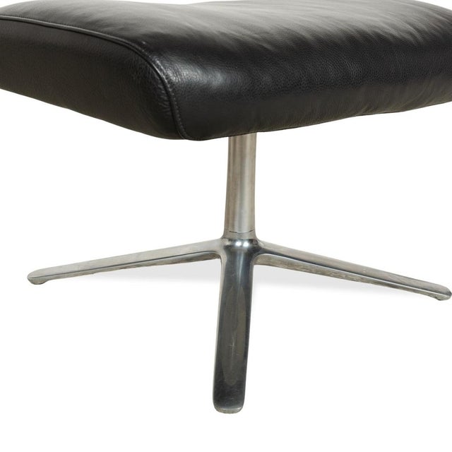 Animal Skin Set of Cordia Leather Armchairs in Black with Ottoman from Cor For Sale - Image 7 of 18