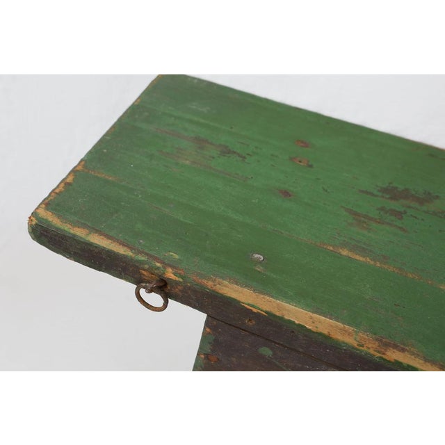 Small Rustic Green Wooden Wall Unit with Shelves, France, 1880s For Sale - Image 6 of 11