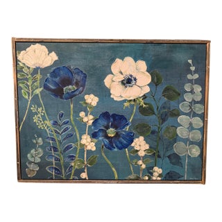 Kathryn White Large Hand-Embellished Floral Giclée on Canvas, Framed, 47” X 35” For Sale