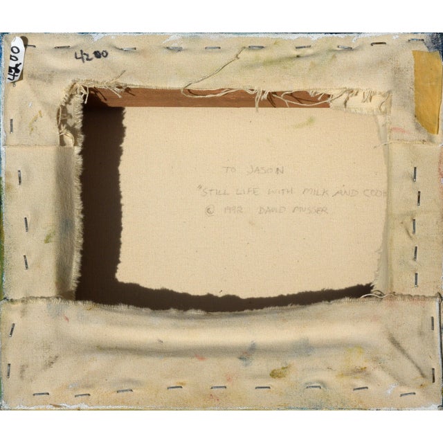 Forest Green Surrealist Still Life with Milk and Cookies David Musser 1992 For Sale - Image 8 of 10