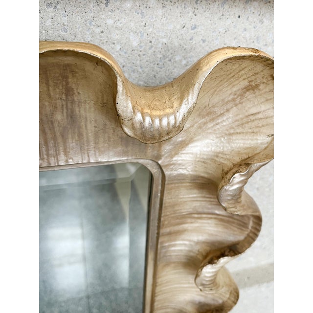 1940s Italian Silver Leaf Scalloped Wall Mirror For Sale - Image 4 of 12