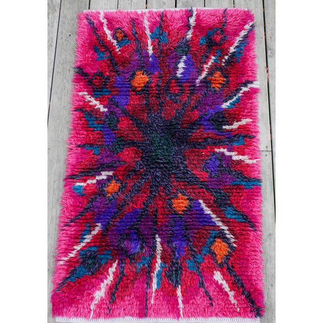 Swedish Tibet Rya Rug with Flower by Jagarz for Rya For Sale - Image 6 of 14