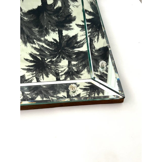 Mid-Century Modern Beveled Mirror With Rosette Details, C. 1950 For Sale - Image 4 of 13