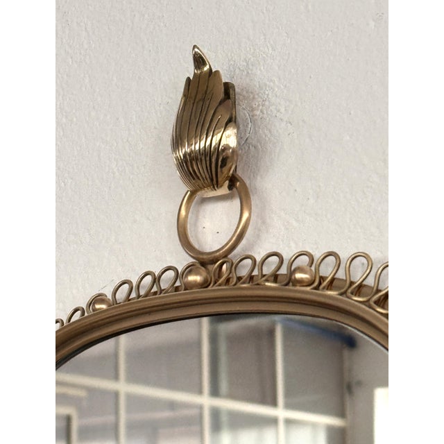 Svenskt Tenn Vintage Wall Mirror with Loop Frame and Wall Hook in Brass by Josef Frank for Svenskt Tenn, 1960s For Sale - Image 4 of 16
