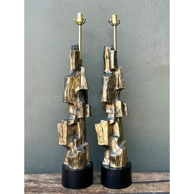 Vintage Brutalist Richard Barr for Laurel Lamps - Pair For Sale In West Palm - Image 6 of 12