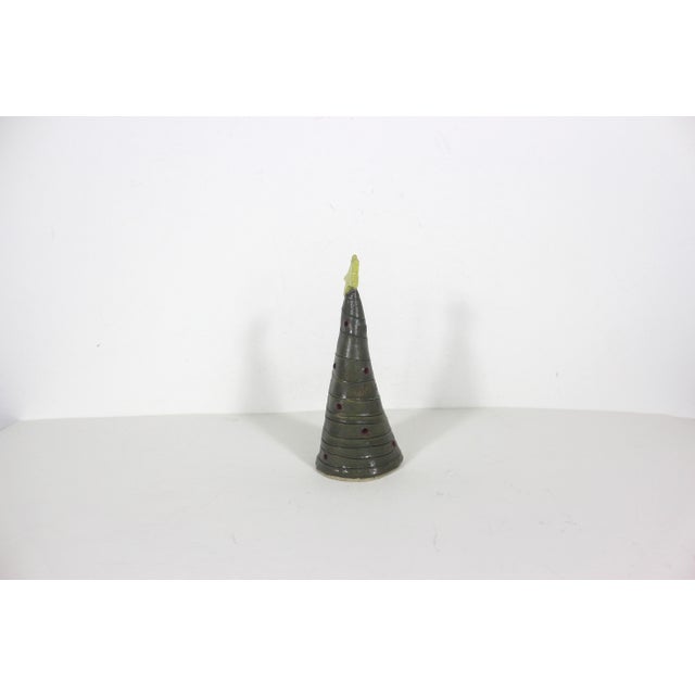 Ceramic Vintage Studio Pottery Christmas Tree Tea Light Candleholder For Sale - Image 7 of 9