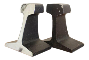Vintage Mid-Century Modern Rail Bookends Nickel Plate Railroad Tie Aubock Ben Seibel - a Pair