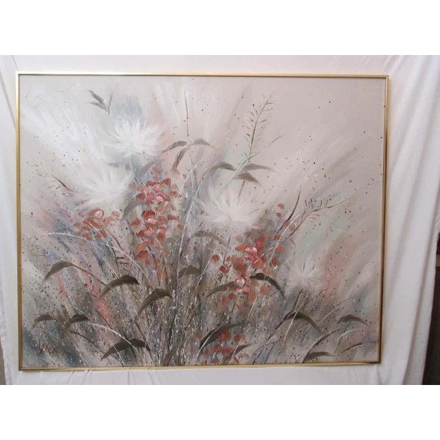 Mid 20th Century Vintage Lee Reynolds Gray Floral Painting For Sale - Image 5 of 12