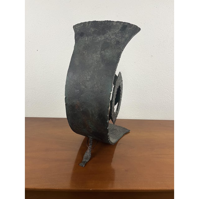 Metal Hammered Iron and Glass Table Lamp, 1960s For Sale - Image 7 of 9