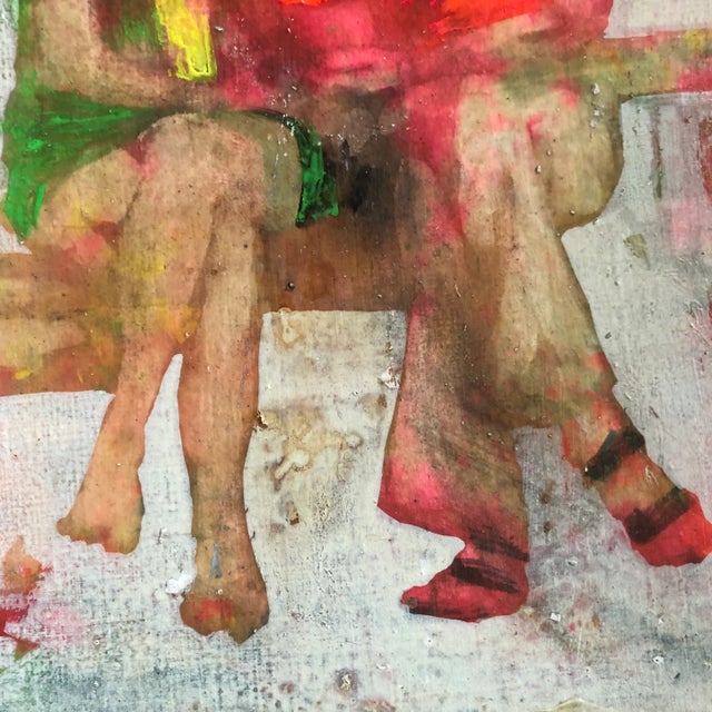 Original Vintage Pop Art 1970’s Portrait 2 People in Love Painting Double Sided Female Portrait For Sale - Image 4 of 6