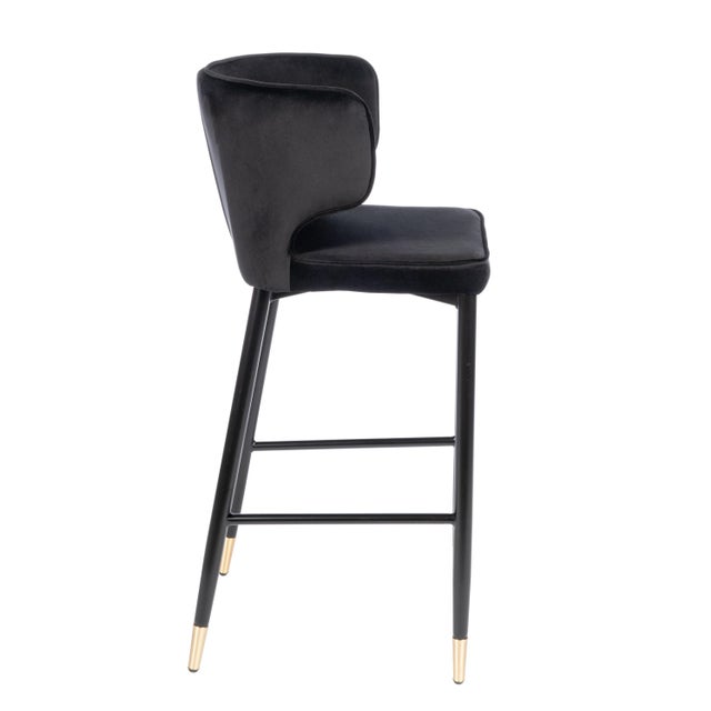Kayla Upholstered Curved Black and Gold Bar Chair Chairish