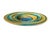 Contemporary Vintage Handcrafted Art Glass Charger Bowl in Blue, Teal & Amber Swirl Glaze For Sale - Image 3 of 11