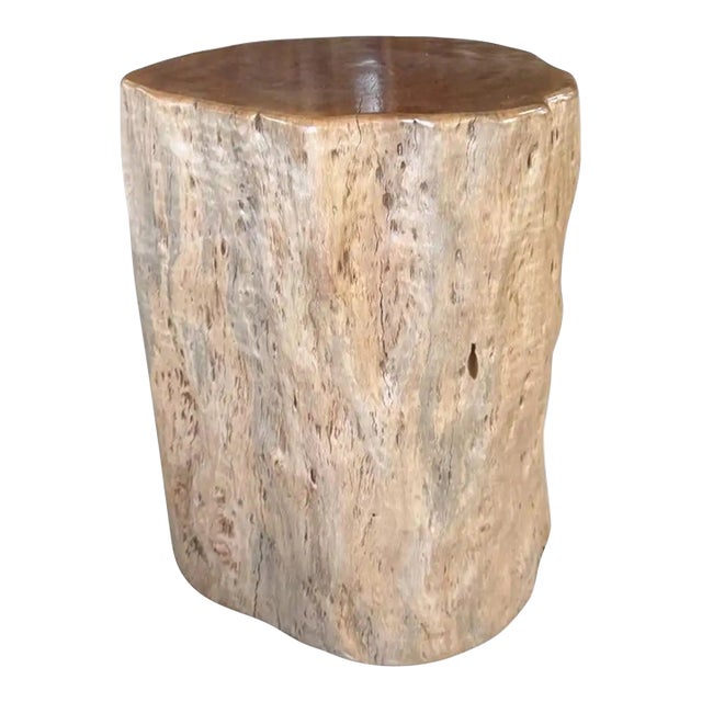 Natural Lychee Wood Side Table — Sculptural Solid Form, Hand-Crafted For Sale