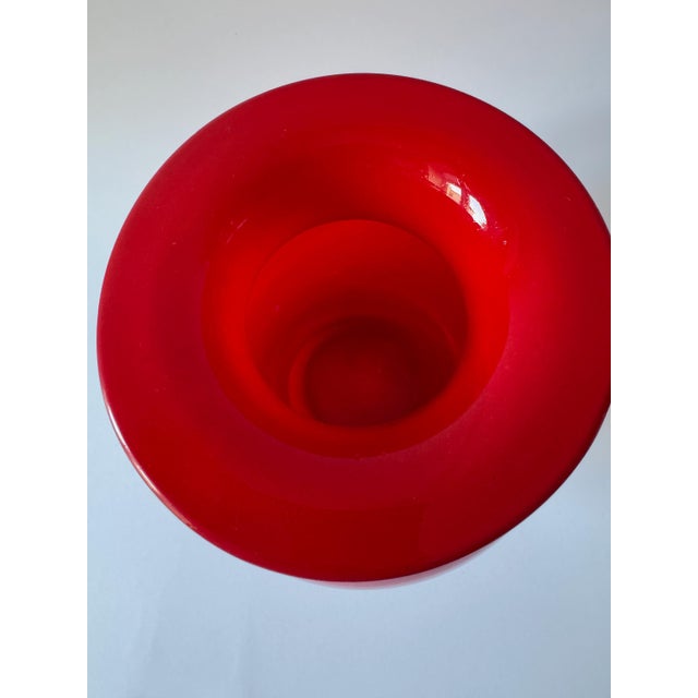 Mid-Century Modern Sculptural Ruby Red Art Glass Vase by Czesław Horbowy for Huta Barbara, Poland, 1970s For Sale - Image 14 of 15