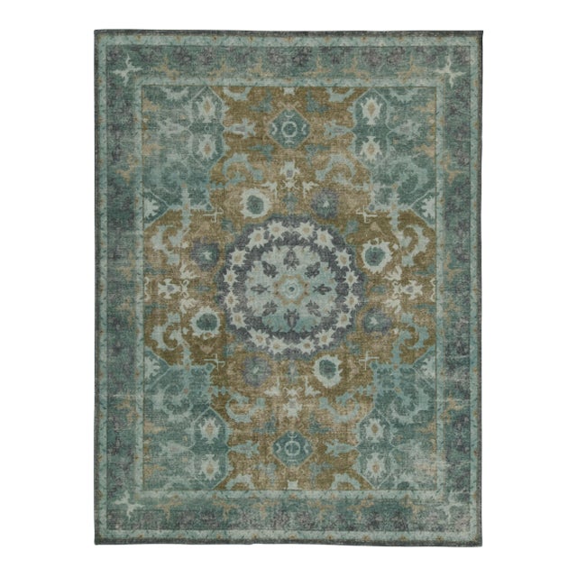 Blue Rug & Kilim’s Distressed Style Rug in Blue Medallion Pattern For Sale - Image 8 of 8
