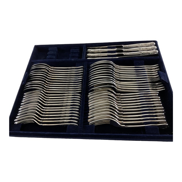 New 1970s Complete European Cutlery Set for 12, Including Fish Eaters & Serving Pieces 129 Pieces. For Sale