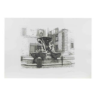 Giuseppe Malandrino, Fountain of the Turtles, 1970, Etching For Sale