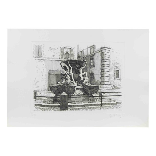 Giuseppe Malandrino, Fountain of the Turtles, 1970, Etching For Sale