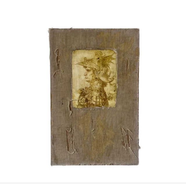 Late 20th Century Late 20th Century Set of Linen Clad Book Boxes With Leonardo Da Vinci Illustrations For Sale - Image 5 of 5