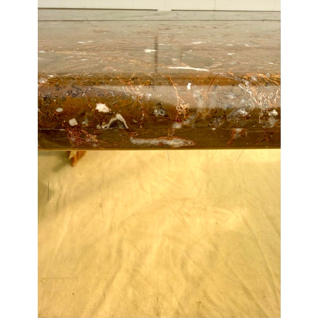 Vintage Brass Clad Marble Top Coffee Table in the Style of Milo Baughman For Sale In Los Angeles - Image 6 of 10