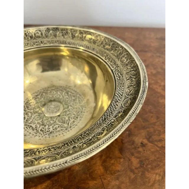 Victorian Circular Cairoware Brass and Mixed Metal Bowl, 1860s For Sale - Image 4 of 6