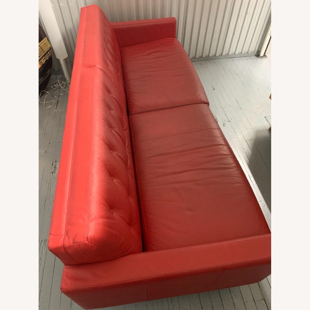 Mid-Century Modern Midcentury Style Sofa Red Leather by Room & Board (Stated Price or Obo) For Sale - Image 3 of 6