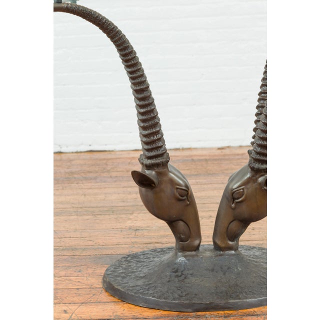 Contemporary Cast Bronze Double Antelope Dining Table Base with Dark Patina For Sale In New York - Image 6 of 11