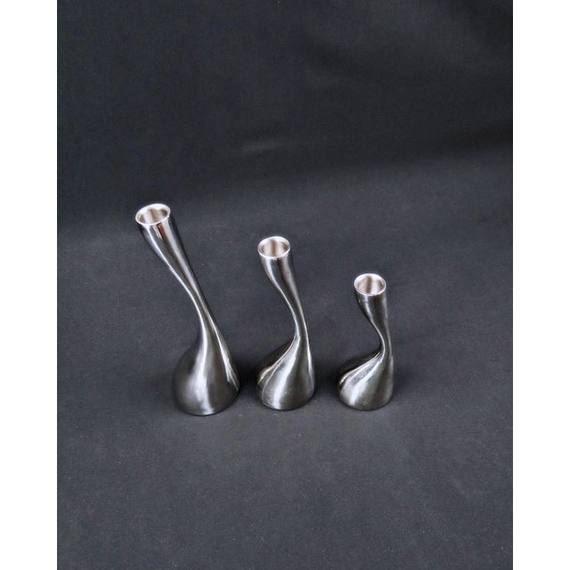 Scandinavian Steel Candleholders by Mencke & Vagnby, Set of 3 For Sale - Image 5 of 12