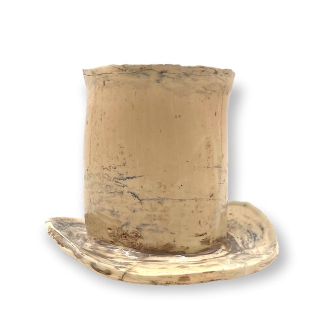 Cream Large White Ceramic Top Hat Sculpture, France, 1950s For Sale - Image 8 of 18