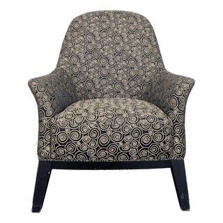 Comfortable Lounge Chair With Swirl Pattern Upholstery For Sale