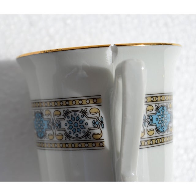 1950s Italian Demitasse Espresso Cup Set of 6 Matching Saucers Gold Leaf Porcelain For Sale - Image 13 of 14