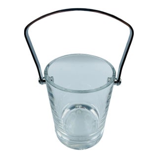 Sevres France Mid-Century Petite Round Ice Bucket With Chrome Handle For Sale