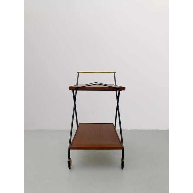 Metal Mid-Century Italian Serving Bar Cart For Sale - Image 7 of 9