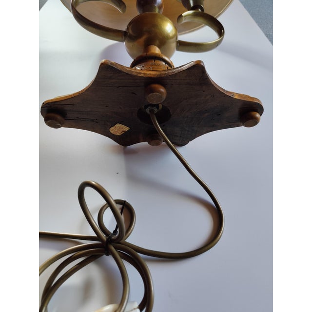 Mid-Century Modern Vintage Italian Bouillotte Table Lamp in Wood, 1960s For Sale - Image 3 of 14