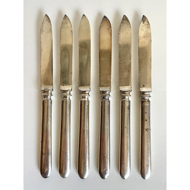 Metal Set of 6 Reed & Barton Silver-Plated Appetizer Knives For Sale - Image 7 of 8