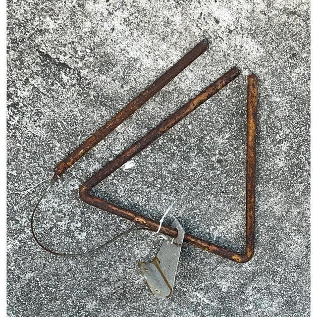 Vintage Rusted Metal Triangle Dinner Bell For Sale - Image 10 of 12