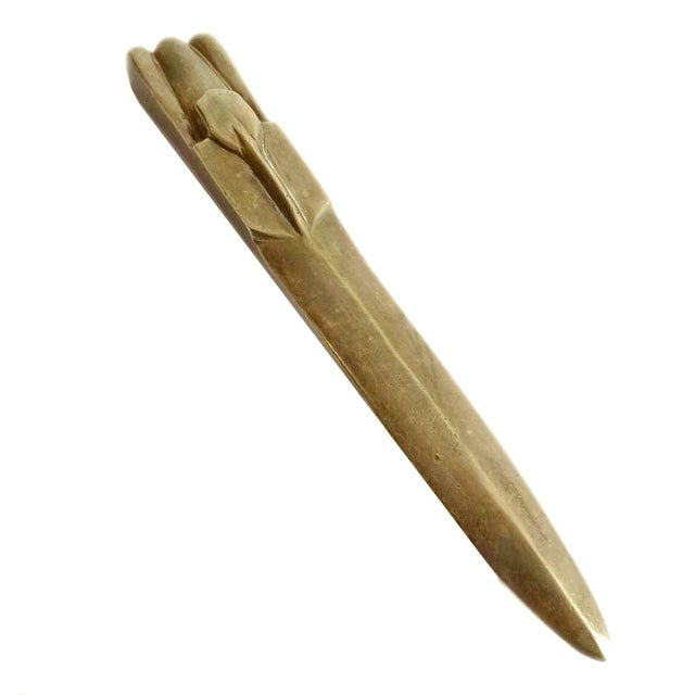 French Art Deco Race Car Shaped Letter Opener in Bronze, 1930s For Sale - Image 9 of 11