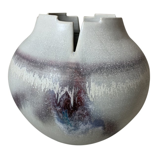 Mid Century Pottery Vase by A.Day For Sale